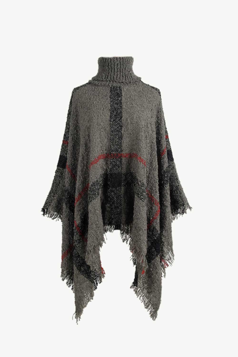 Fashionable Fringe Open Front Poncho Coat