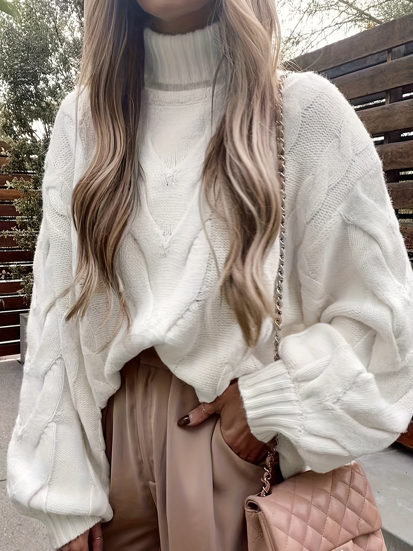 Warm Beige Knitted Crew Neck Sweater - OutfitLondon