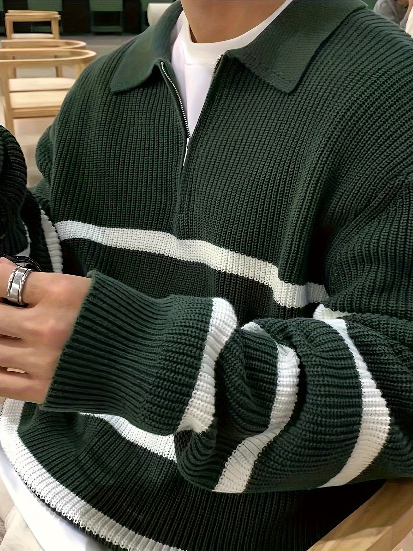 Warm Quarter Zip Fleece Sweater for Men