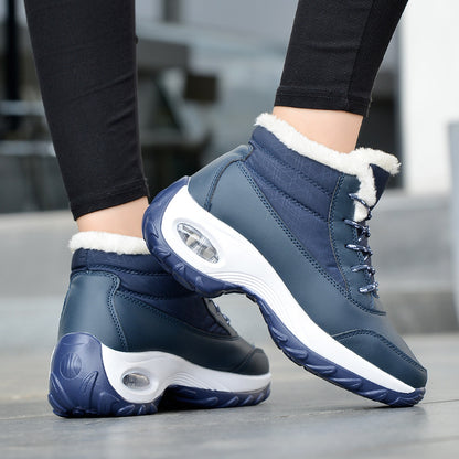 Women Air Cushion Sneakers Boots Warm Fur-Lining Booties