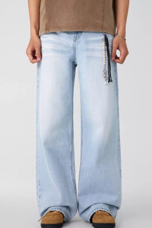 Loose Fit Ripped Blue Jeans - OutfitLondon