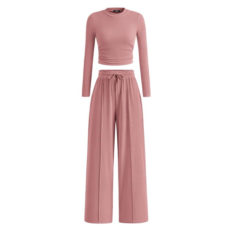 Soft Knit Long Sleeve Crop Top and Legging Set