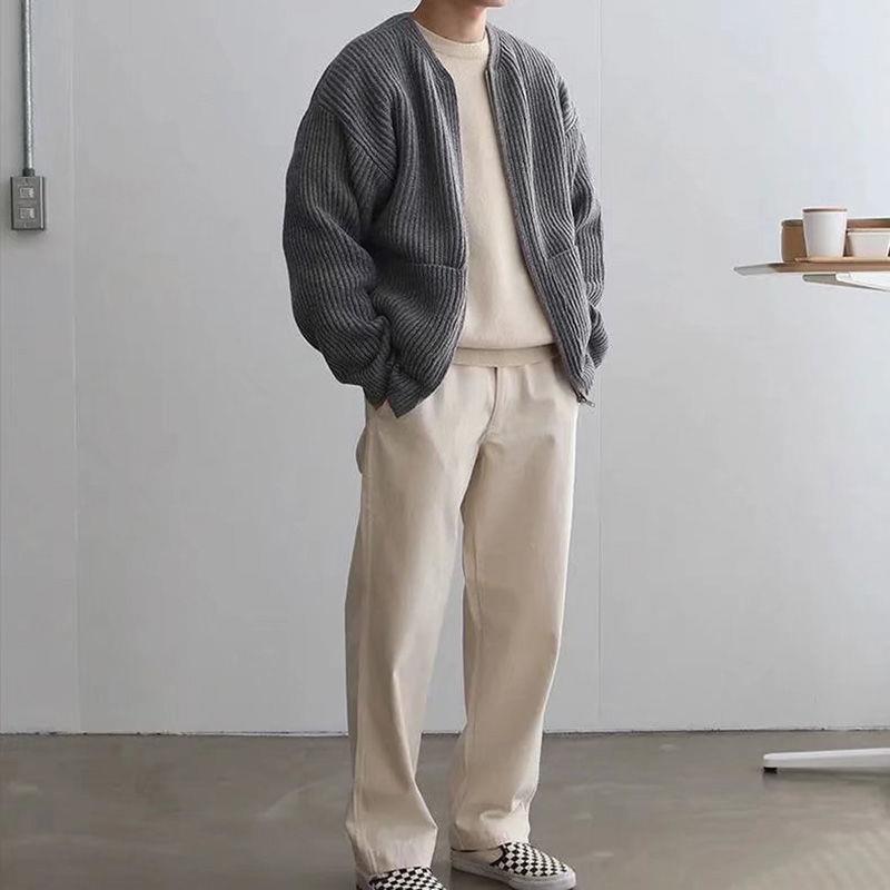 Men's Casual Knitted Funnel Neck Cardigan