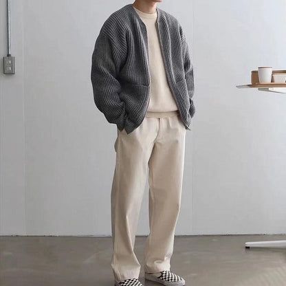 Men's Casual Knitted Funnel Neck Cardigan