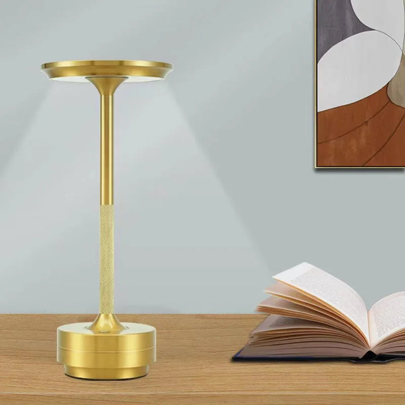 Metallic Cordless Rechargeable Table Lamp& Waterproof Desk Light