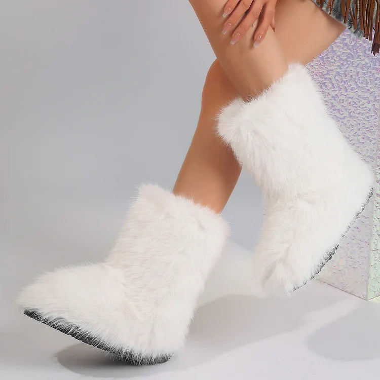 Warm Faux Fur Ankle Boots for Women