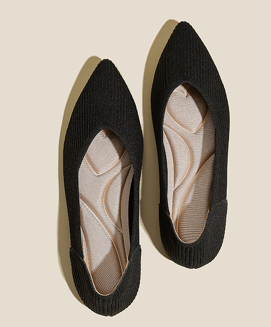 Comfortable Classy Knit Cap Toe Flats-Black