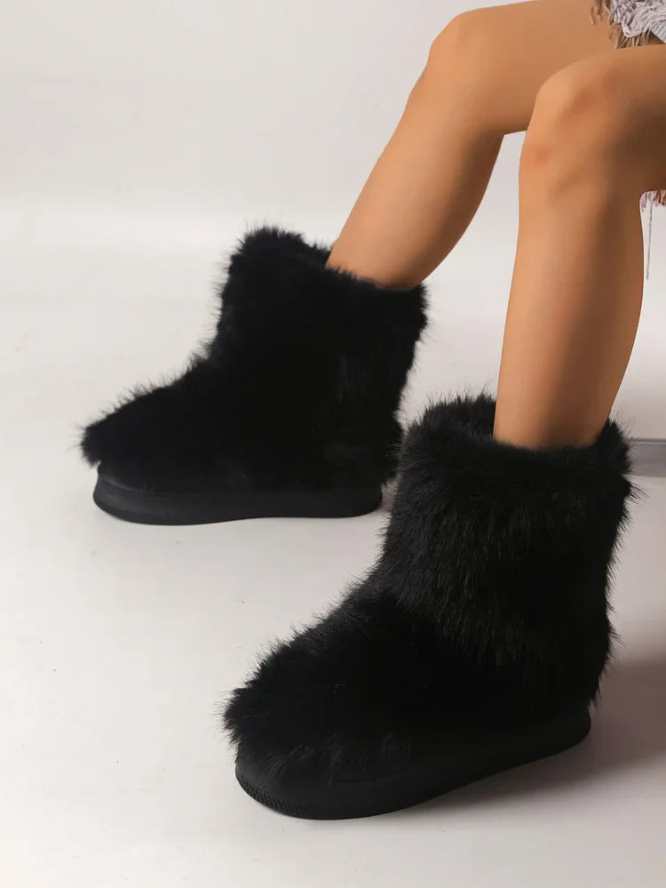 Warm Faux Fur Ankle Boots for Women