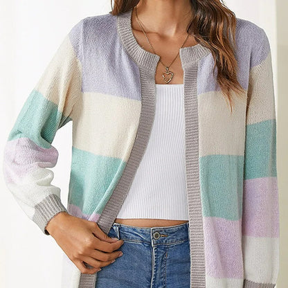 Women's Stylish Multi-Colored Open Front Cardigan