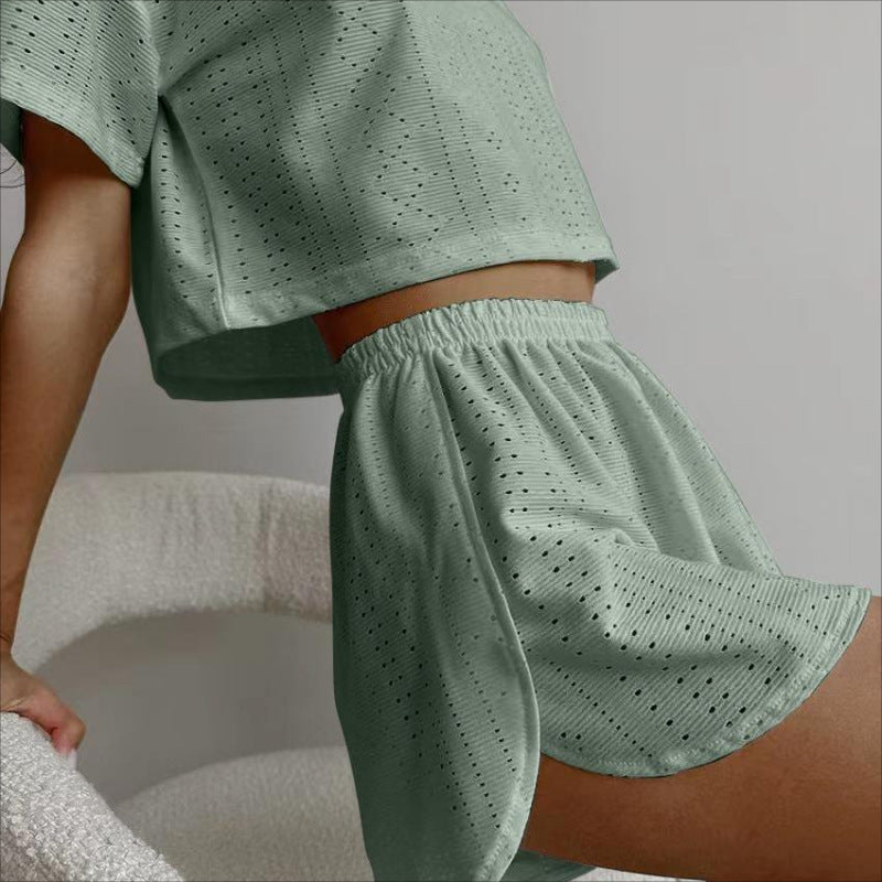Women's Casual Cotton Crop Top and Slit Shorts Set
