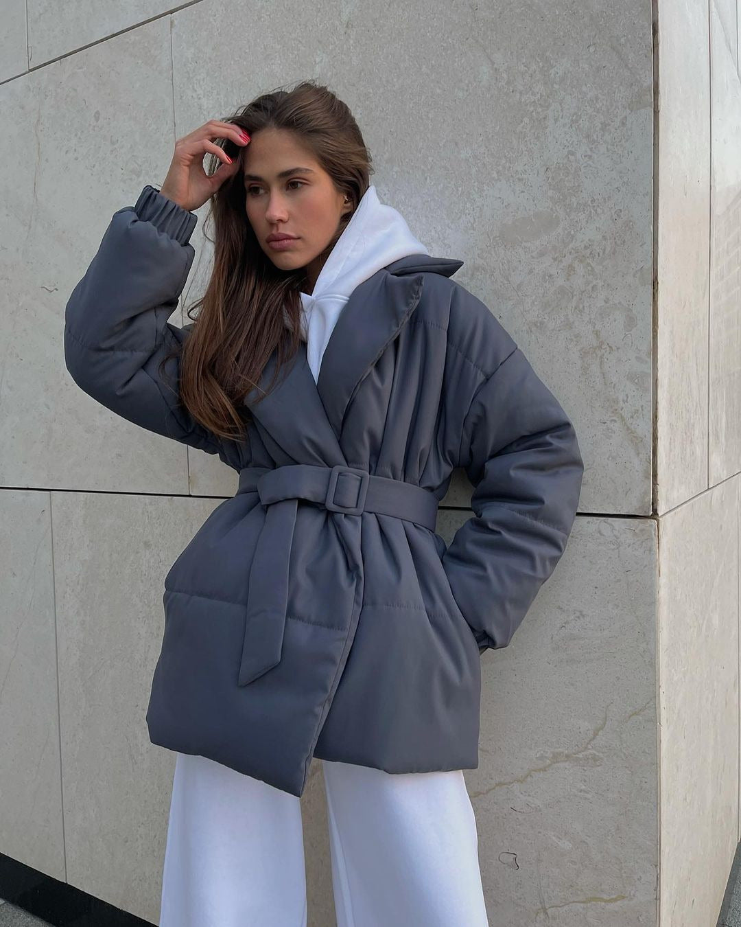 Women's Slim Wool Blend Long Lapel Overcoat