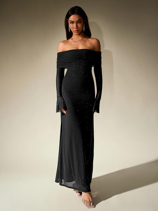 Chic Sequin Off Shoulder Formal Evening Dress