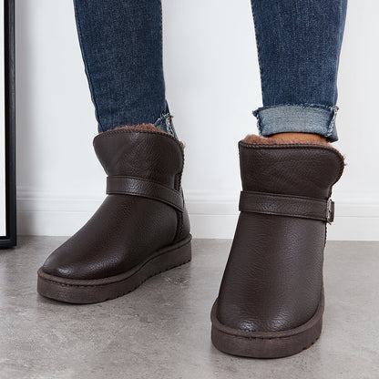 Warm Fur Lining Winter Booties Furry Waterproof Ankle Snow Boots
