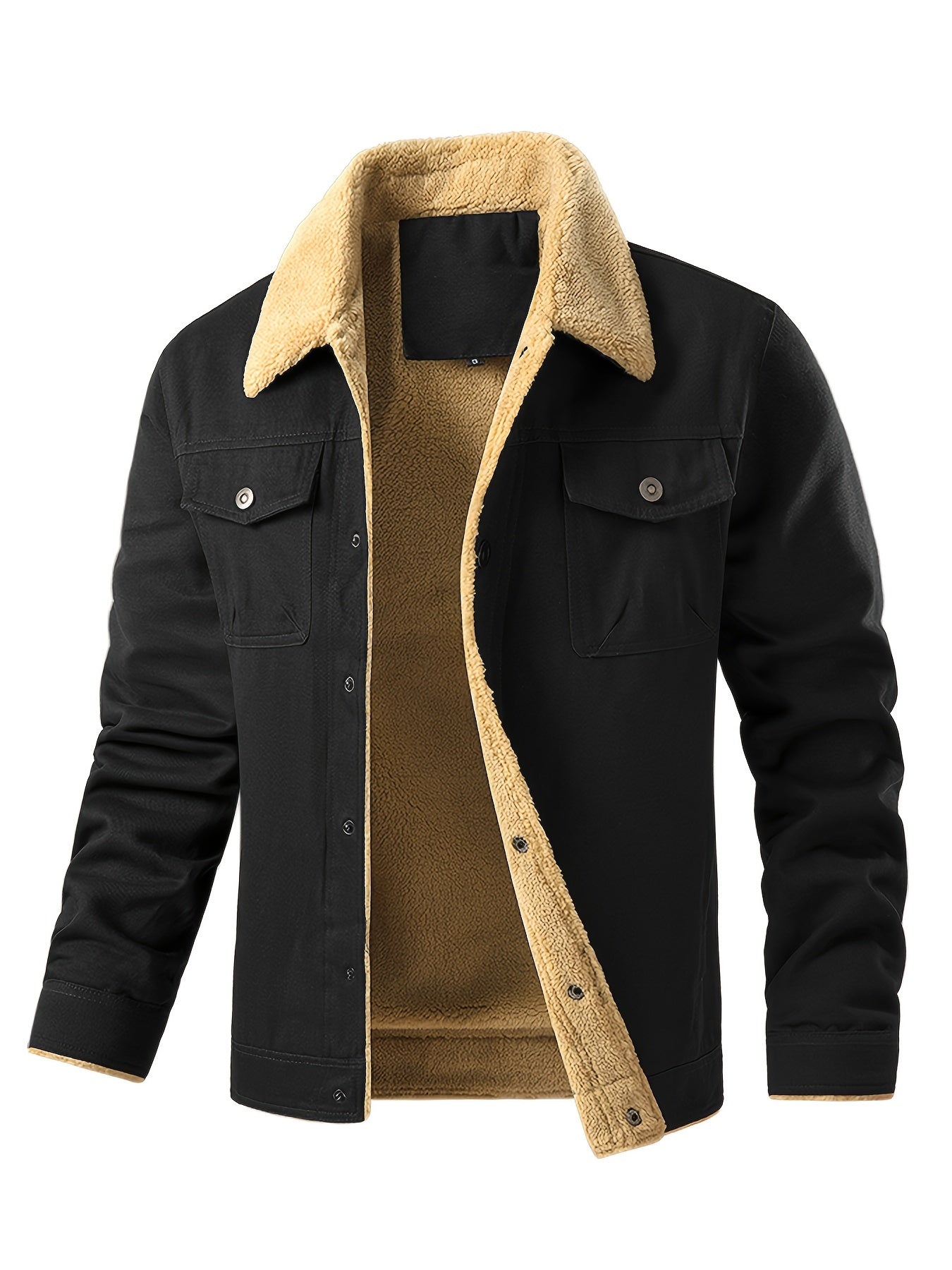 Warm Mens Fleece Lined Parka Jacket with Pockets