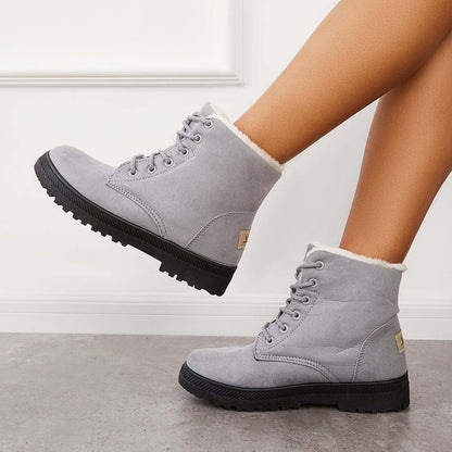 Comfort Warm Fur Flat Waterproof Snow Ankle Boots Cotton Lined Winter Booties