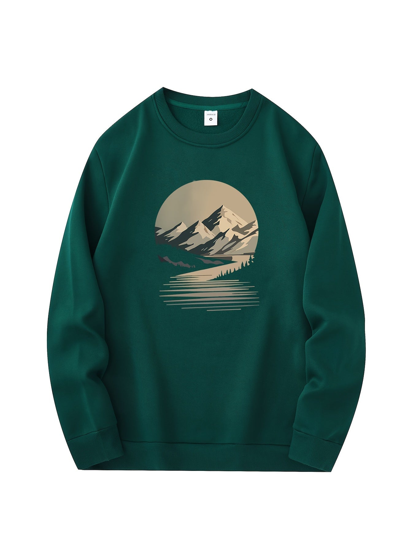 Casual Fit Mens Fleece Sweatshirt with Mountain Graphic