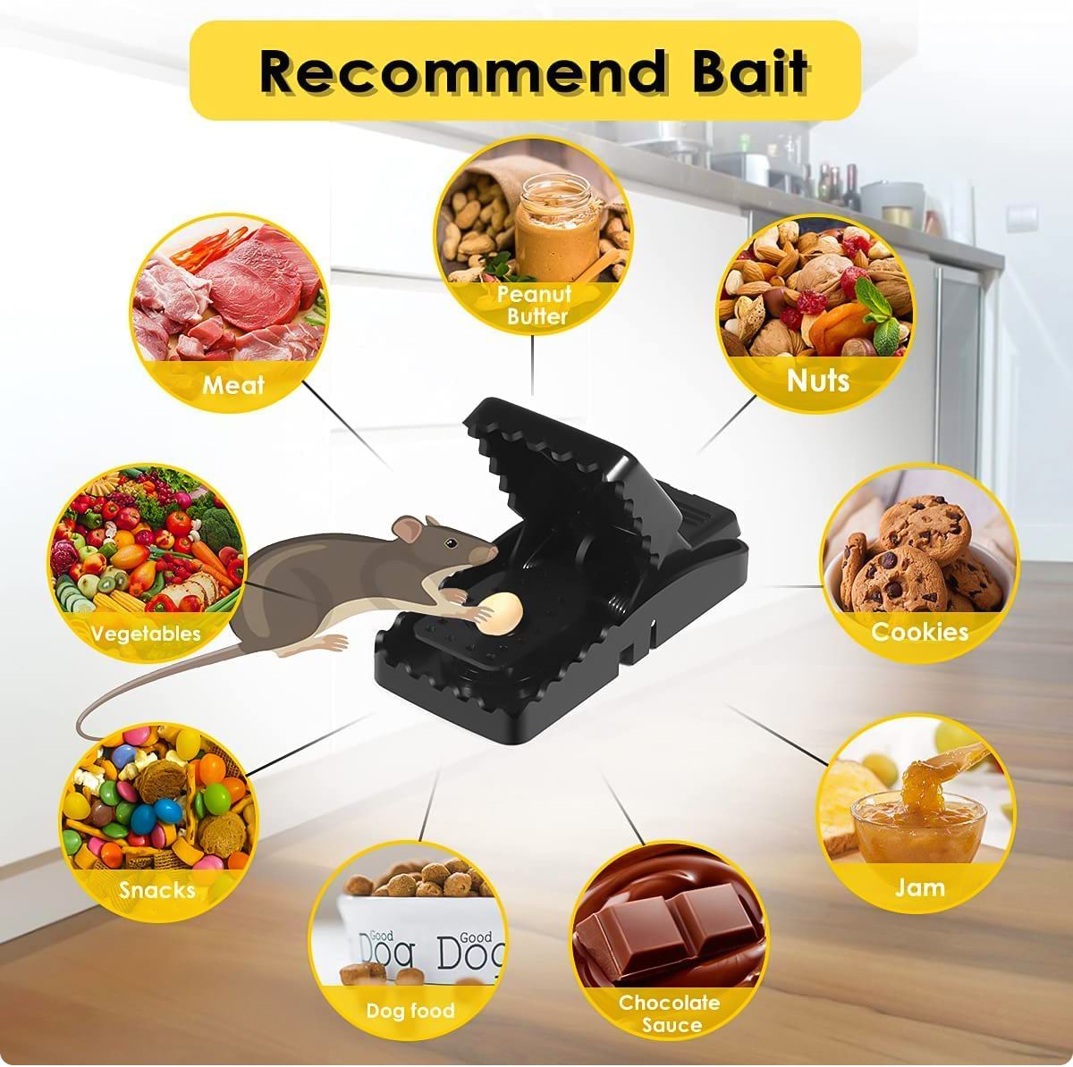 Quick Effective Sanitary Safe Mouse Trap, 6 Pack