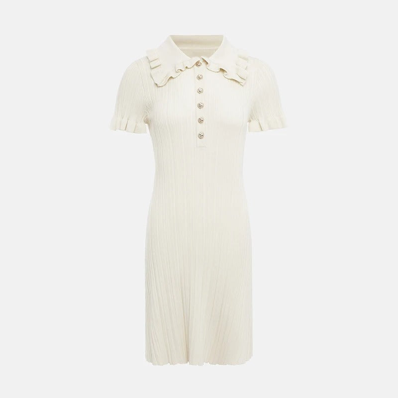 Chic Frill Detail Button Front Dress