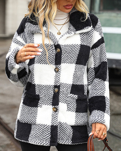 Warm Checked Ladies Winter Jacket