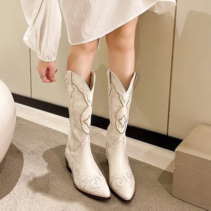 Rugged Embroidered Western Cowboy Boots