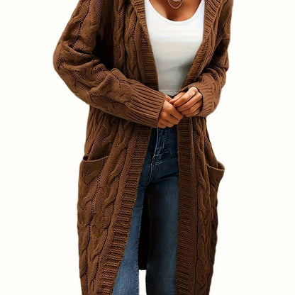 Cozy Open Front Winter Cardigan with Pockets
