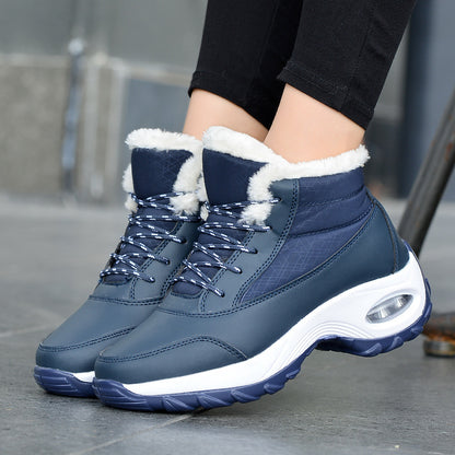 Women Air Cushion Sneakers Boots Warm Fur-Lining Booties