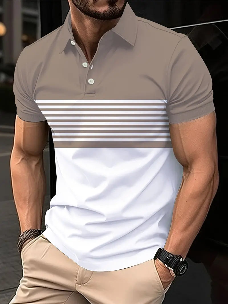 Men's Colorful Stripe Golf Polo Shirts