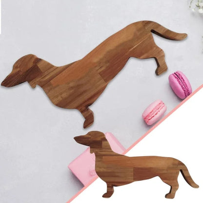Wooden Home Funny Dachshund Dog Dinner Plate