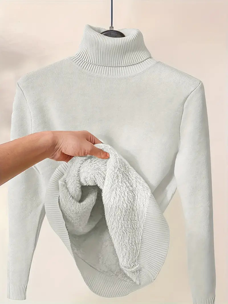 Warm Women's Cable Knit Turtleneck Sweater