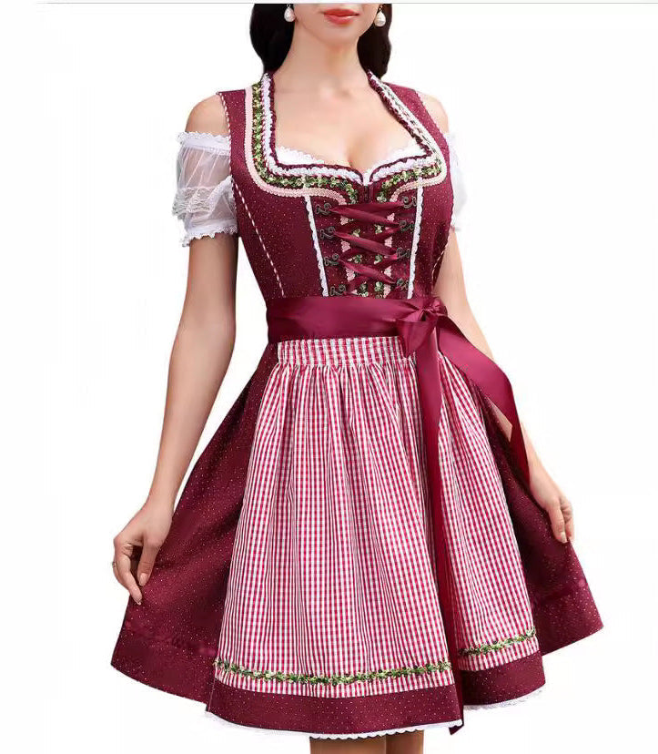 Women's Classic Cotton Puff Sleeve Dirndl Dress