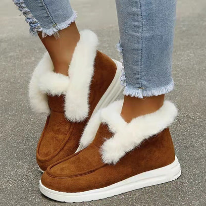 Warm Lace Up Hidden Wedge Boots Fur Lined Platform Ankle Booties