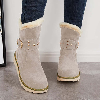 Non Slip Snow Ankle Boots Warm Fur Lined Slip on Booties