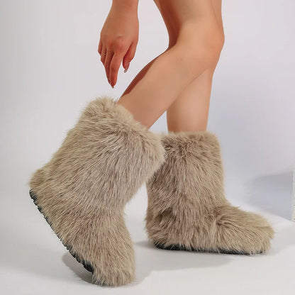 Warm Faux Fur Ankle Boots for Women