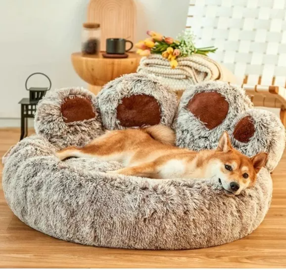 Bear Paw Calming Dog Bed AntiAnxiety Paw Bed