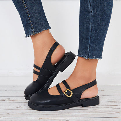 Closed Toe Mary Jane Slingback Flats Low Block Heel Loafer Shoes