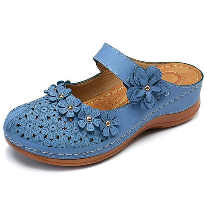 Comfy Floral Slip-On Wedge Sandal