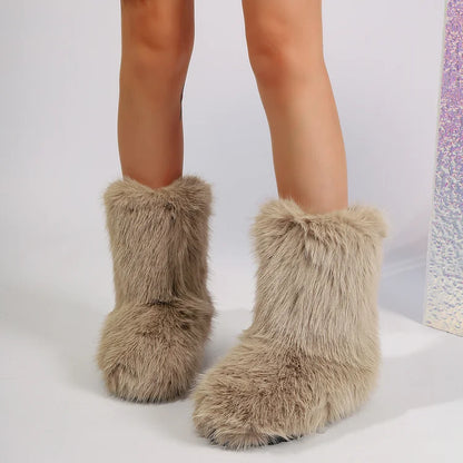 Warm Faux Fur Ankle Boots for Women