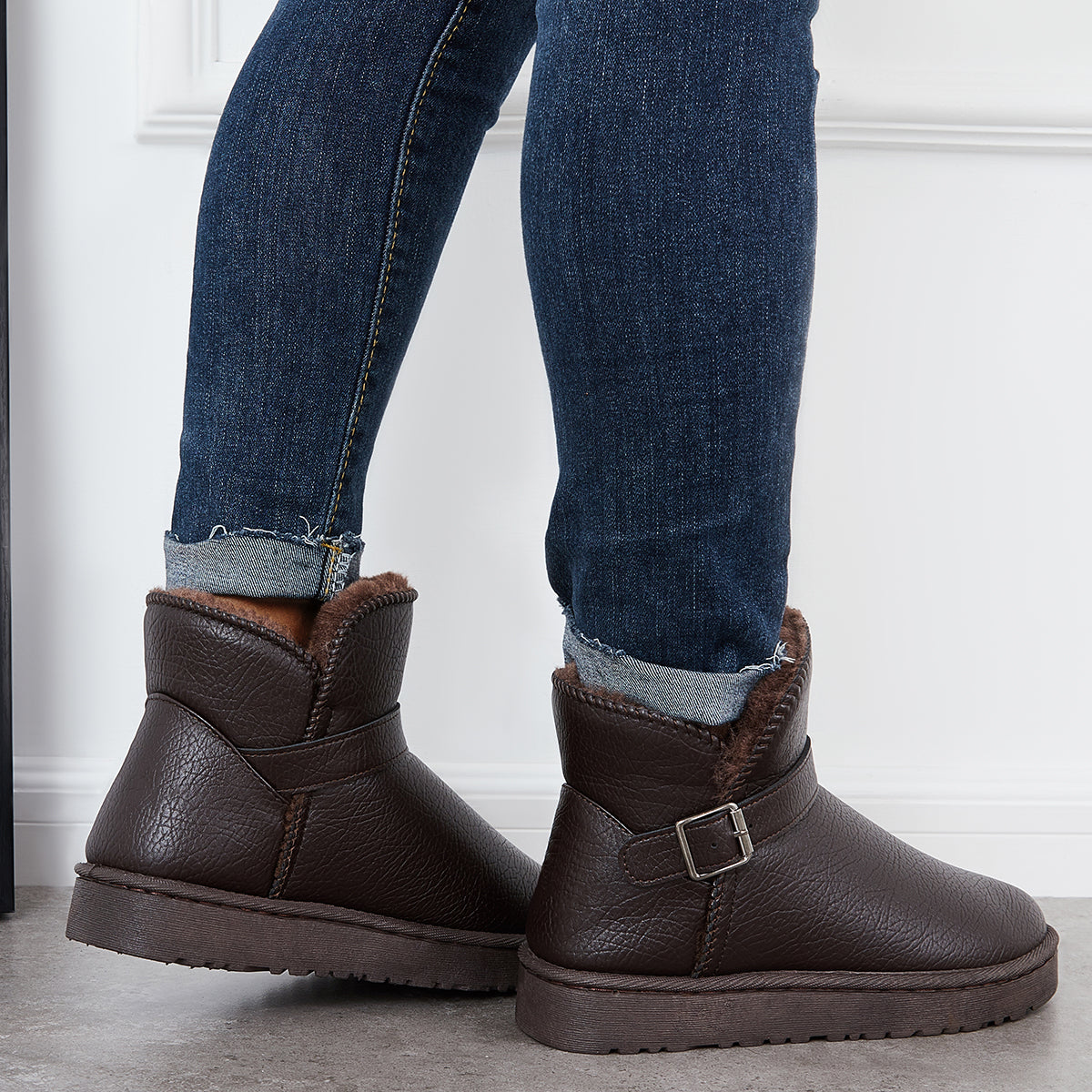 Warm Fur Lining Winter Booties Furry Waterproof Ankle Snow Boots