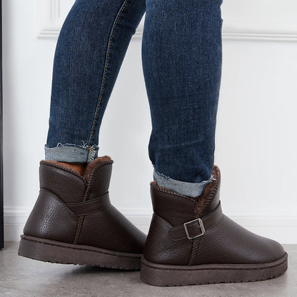 Warm Fur Lining Winter Booties Furry Waterproof Ankle Snow Boots