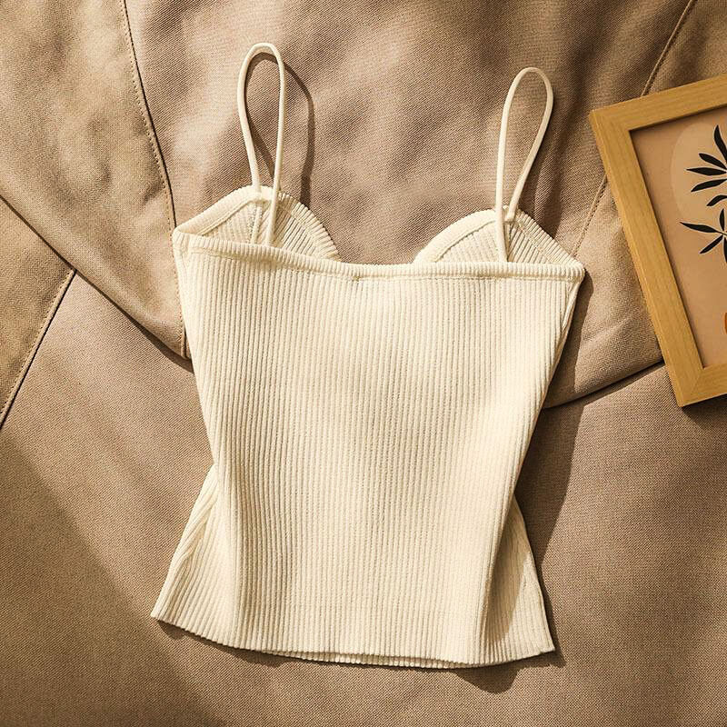 Fitted Ribbed Tank Top with Spaghetti Straps