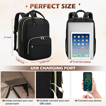 Durable Laptop Backpack with Multiple Pockets - 15.6 Fit