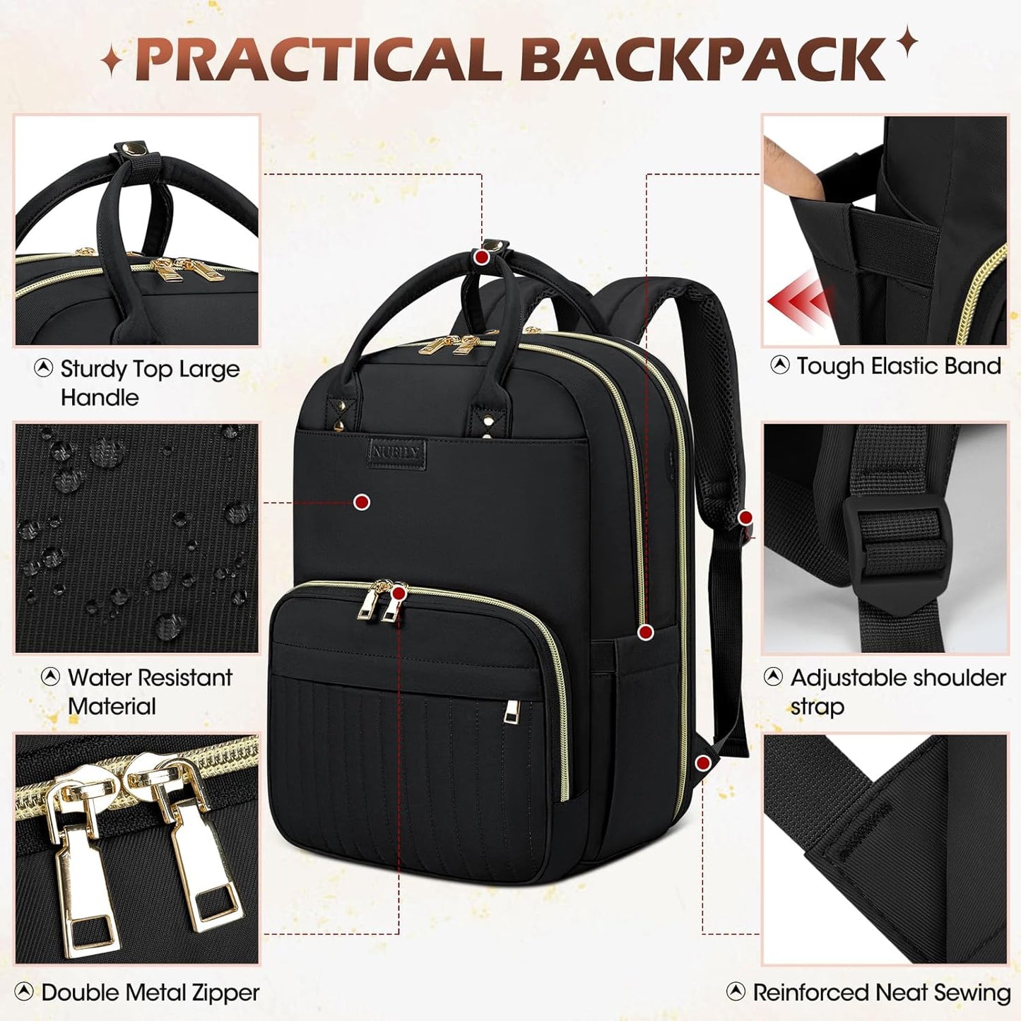 Durable Laptop Backpack with Multiple Pockets - 15.6 Fit