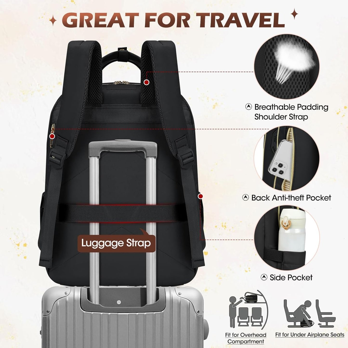 Durable Laptop Backpack with Multiple Pockets - 15.6 Fit