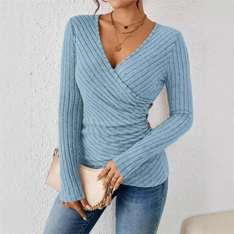 Image of Barbara | Women's Long Sleeve V-Neck Wrap Top