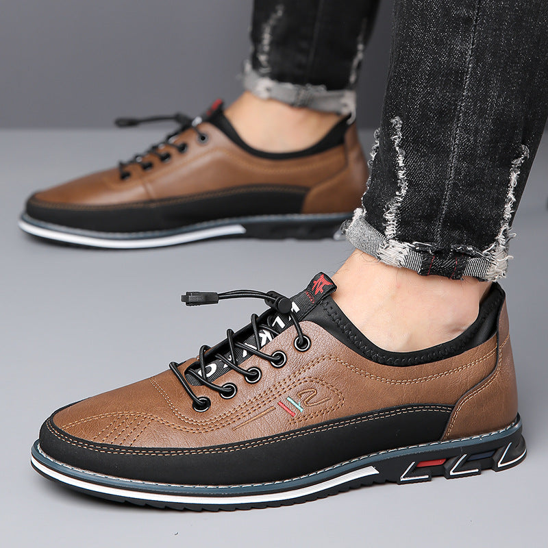 Men's Classic Slip-On Leather Loafers with Contrast Laces