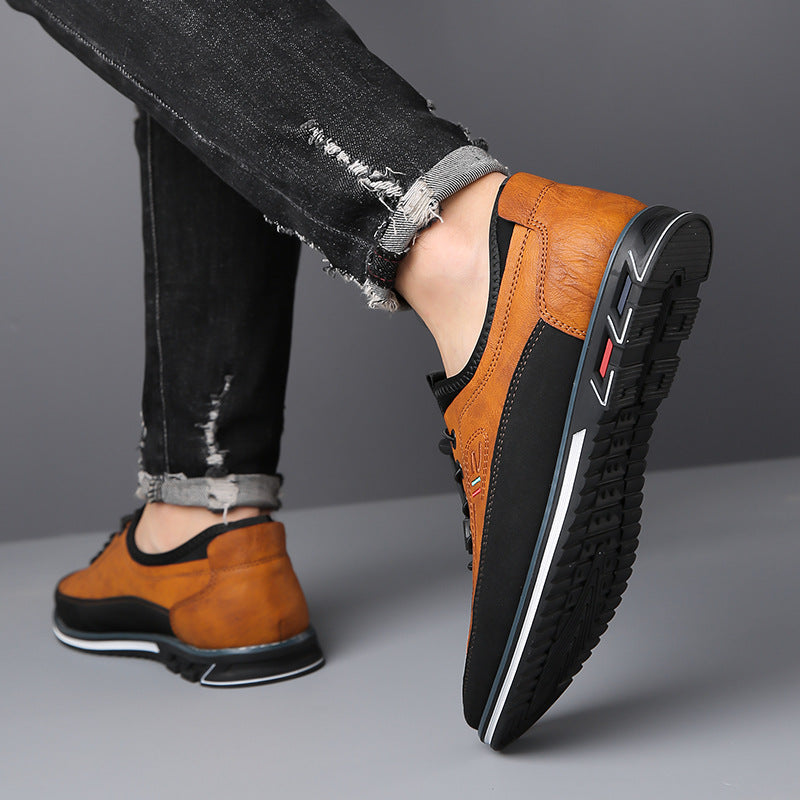 Men's Classic Slip-On Leather Loafers with Contrast Laces