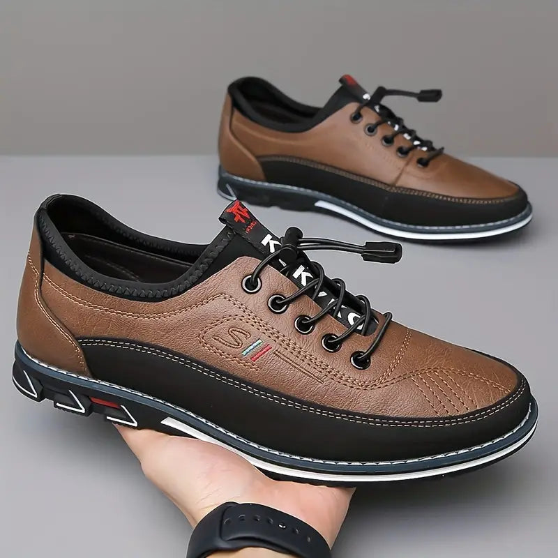 Men's Classic Slip-On Leather Loafers with Contrast Laces