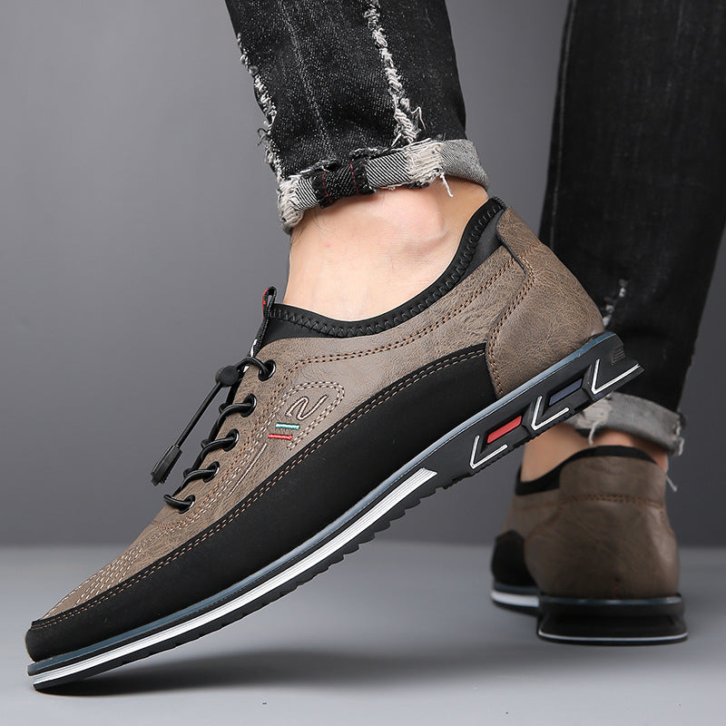 Men's Classic Slip-On Leather Loafers with Contrast Laces