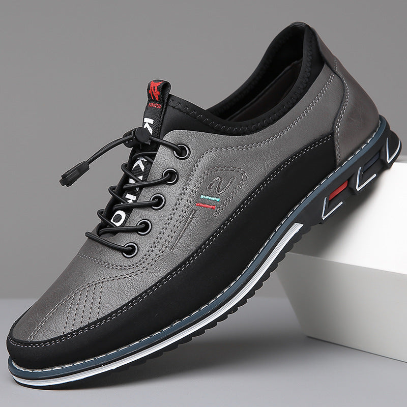 Men's Classic Slip-On Leather Loafers with Contrast Laces
