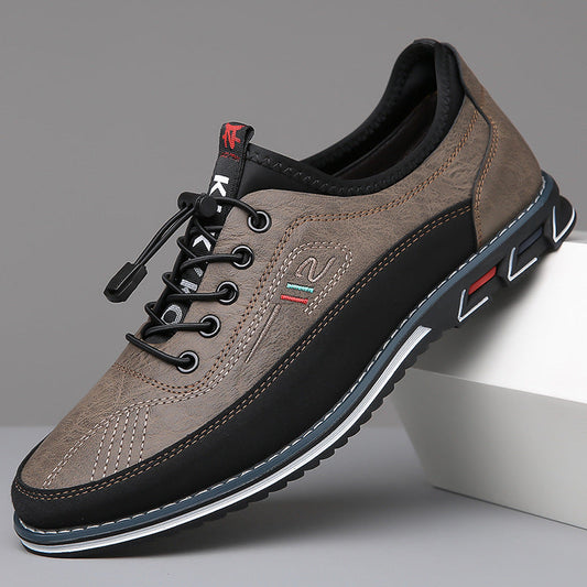Men's Classic Slip-On Leather Loafers with Contrast Laces - OutfitLondon